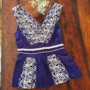 Anthropologie navy flower tank