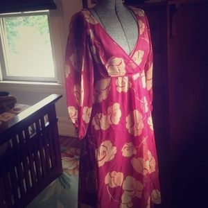 MIDI silk blend dress with floral motif