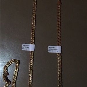 14 karat gold chain with matching bracelet