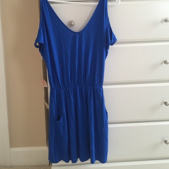 Blue cut out sleeves dress