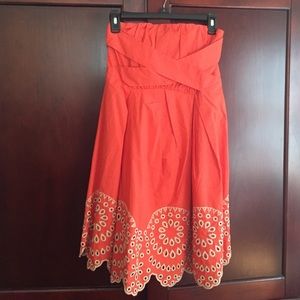 Strapless orange dress