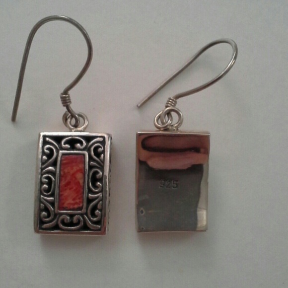 NEW 925 sterling silver earing with coral - Picture 2 of 4