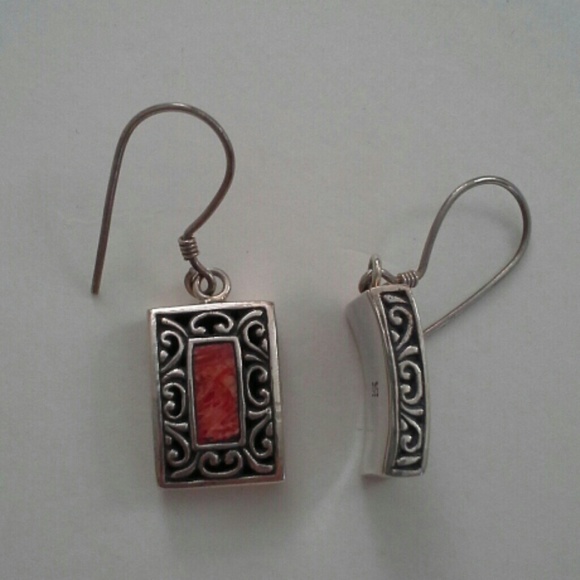 NEW 925 sterling silver earing with coral - Picture 3 of 4