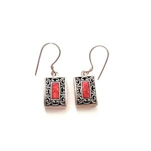 NEW 925 sterling silver earing with coral