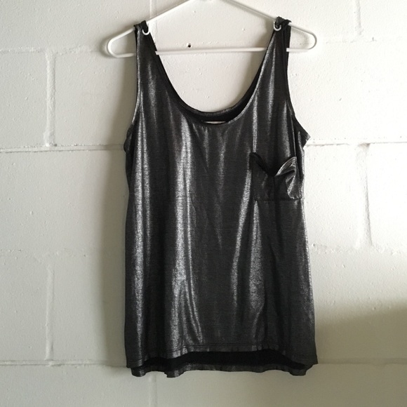 Silence and noise metallic tank top