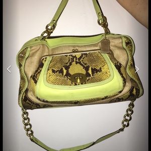 Green snake skin coach purse