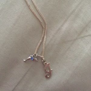 Dolphin and monogrammed "j"necklace