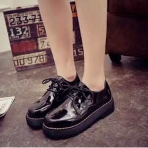 Black Platform Oxfords