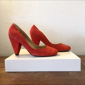 Urban Outfitters Orange Suede Pinup Pump