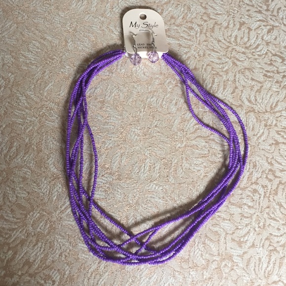 Purple necklace and earrings set💜💜💜