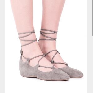 Jeffrey Campbell Atsuko Lace-Up Suede Flats