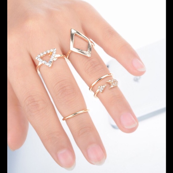 5 Piece Gold Color Ring Set - Picture 3 of 6