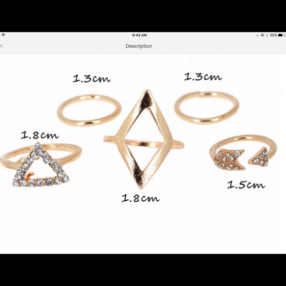 5 Piece Gold Color Ring Set - Picture 4 of 6