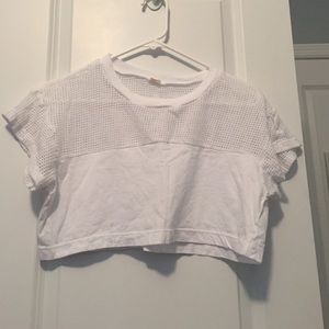 Waffle mesh crop tee