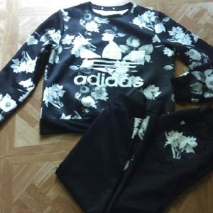 SOLD Black Floral Sweat suit