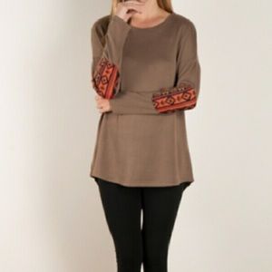 Aztec Elbow Patch Knit Tunic