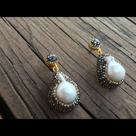 Sterling & 18k Gold Plate Pearl Earrings