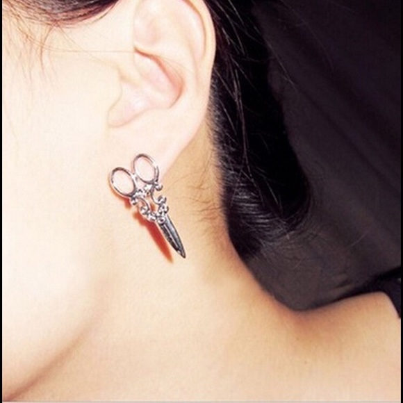 Gold/Silver Scissor Shape Studs - Picture 3 of 7