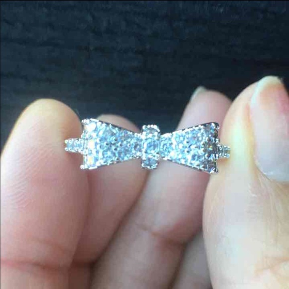 Bow Platinum Plated Engagement Ring