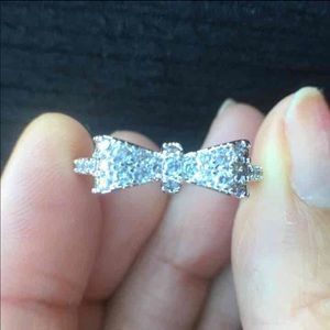 Bow Platinum Plated Engagement Ring