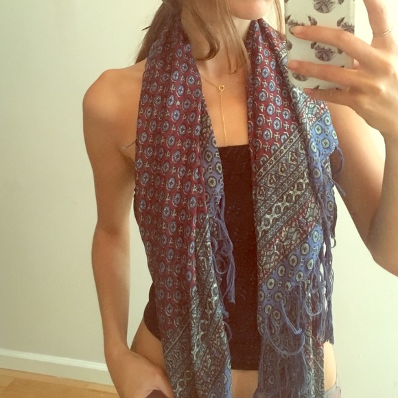 Urban renewal blue red patterned square scarf