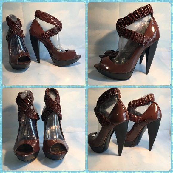 NEW BURBERRY BROWN PLATFORMS SZ-8/38 - Picture 2 of 4