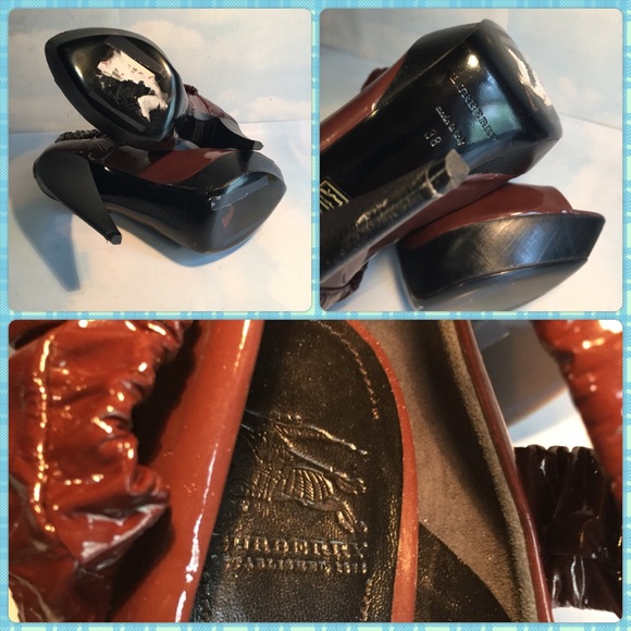 NEW BURBERRY BROWN PLATFORMS SZ-8/38 - Picture 4 of 4