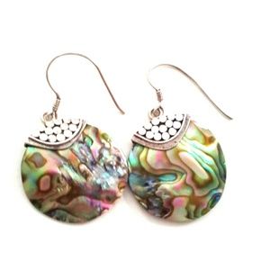 New 925 sterling silver earing with abalone