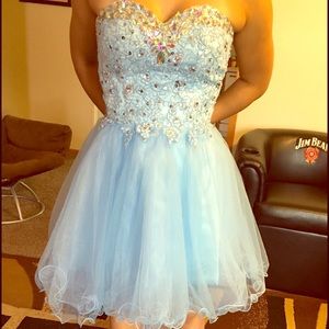 Strapless cinderella blue 2015 homecoming dress