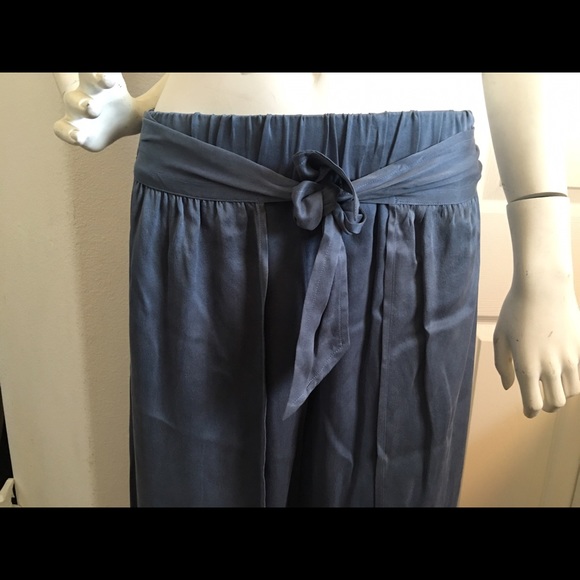 Slate Blue, Silk Charmeuse Wrap Pant - Picture 3 of 4