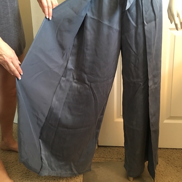 Slate Blue, Silk Charmeuse Wrap Pant - Picture 4 of 4