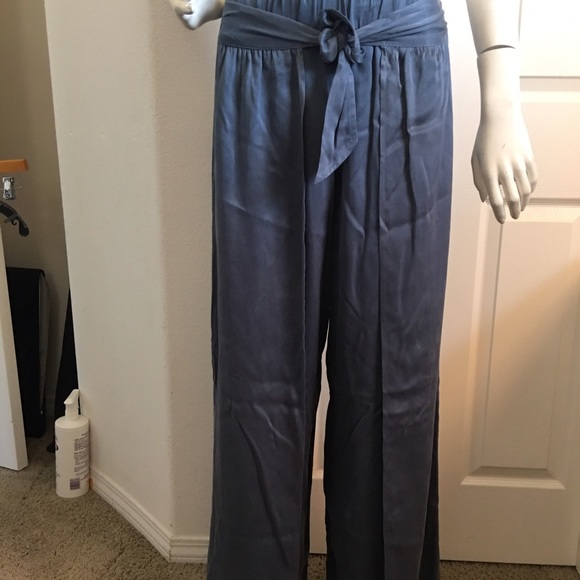 Slate Blue, Silk Charmeuse Wrap Pant - Picture 2 of 4