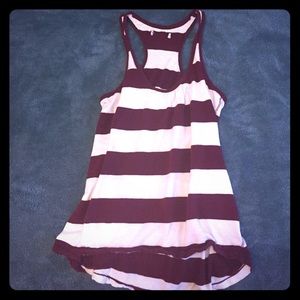 White and maroon striped tank top