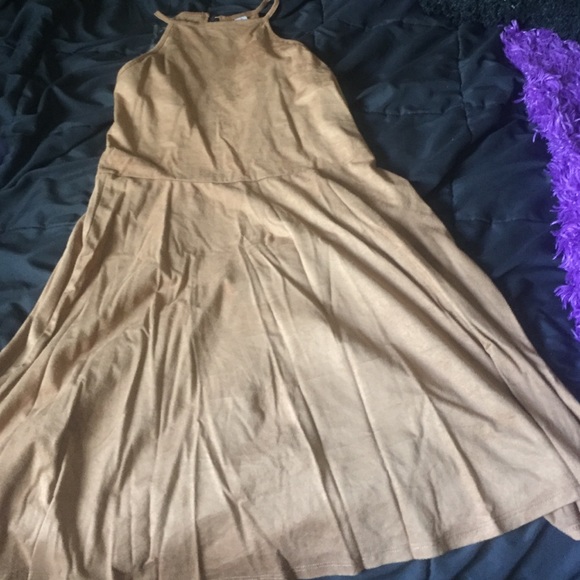 Brown suede halter top dress