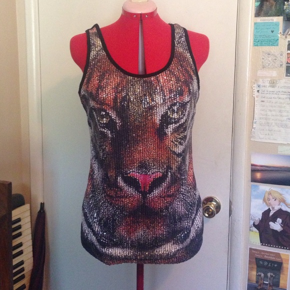 Sequin Tiger Tank Top