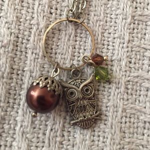 Owl and Acorn charm necklace