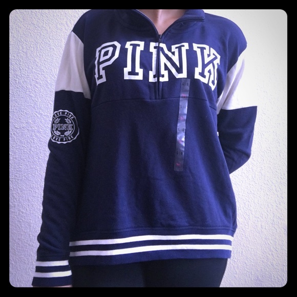 navy blue pink jacket