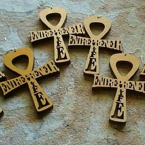 Entrepreneur Life Ankh Earrings Natural Wood