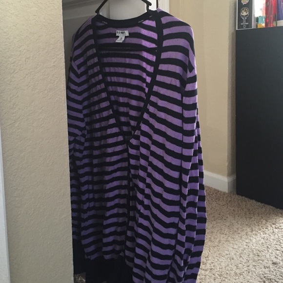 Purple and Black striped cardigan