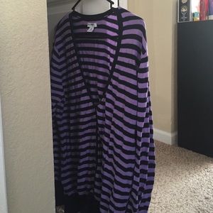 Purple and Black striped cardigan