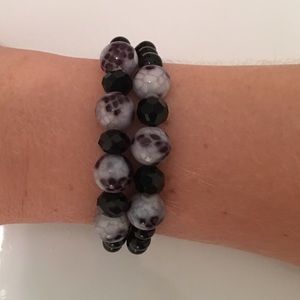 Black snakeskin bracelet set