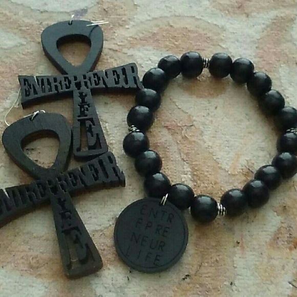 Entrepreneur Life Bracelet and Ankh Earrings