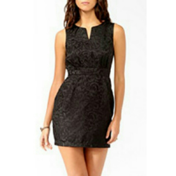 Forever 21 Jacquard Black Mini Dress LBD - Picture 2 of 4
