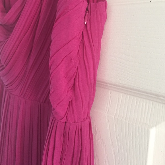 Theory Taliana pink one shoulder pleated semi formal dress - Picture 3 of 3