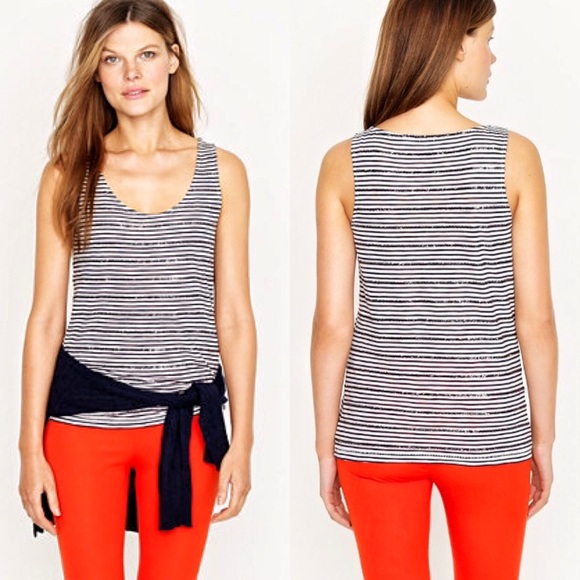 J. Crew Tops - MOVING SALE 🚛 J. Crew Sequin Stripe Tank 💙