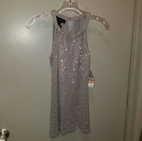 INC grey silver sequin tank NWT