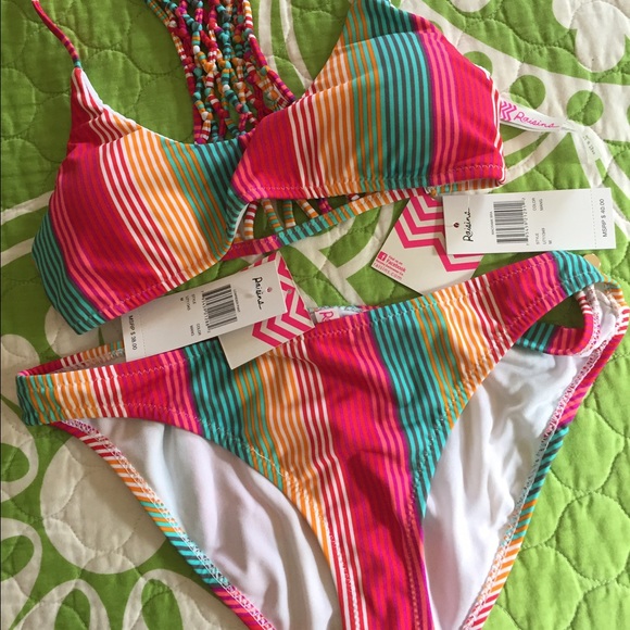 DOESN'T FIT!!!! 😩😩NWT Raisins Striped Bikini - Picture 1 of 1