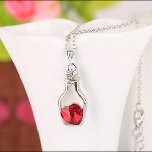 Pendant Bottle Shaped Heart enclosed Necklace