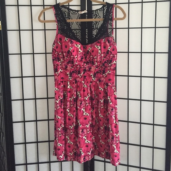 Pink and black floral dress