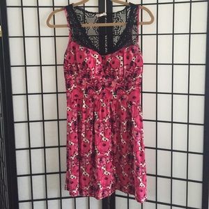 Pink and black floral dress